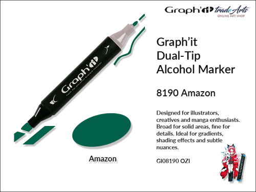 Graphit Alcohol Marker Dual-Tip Amazon 8190,  marker alkoholowy dwustronny Graphit Amazon 8190,  Graphit Amazon 8190 marker alkoholowy dwustronny, markery alkoholowe, grafika, pisaki alkoholowe, Graphit markery,