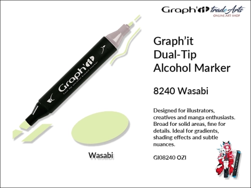 Graphit Alcohol Marker Dual-Tip Wasabi 8240 marker alkoholowy dwustronny Graphit Wasabi 8240,  Graphit Wasabi 8240 marker alkoholowy dwustronny, markery alkoholowe, grafika, pisaki alkoholowe, Graphit markery,