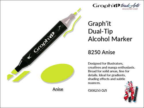 Graphit Alcohol Marker Dual-Tip Anise 8250 marker alkoholowy dwustronny Graphit Anise 8250,  Graphit Anise 8250 marker alkoholowy dwustronny, markery alkoholowe, grafika, pisaki alkoholowe, Graphit markery,