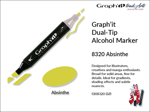 Graphit Alcohol Marker Dual-Tip Absinthe 8320,  marker alkoholowy dwustronny Graphit Absinthe 8320,  Graphit Absinthe 8320 marker alkoholowy dwustronny, markery alkoholowe, grafika, pisaki alkoholowe, Graphit markery,