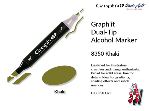 Graphit Alcohol Marker Dual-Tip Khaki 8350,  marker alkoholowy dwustronny Graphit Khaki 8350,  Graphit Khaki 8350 marker alkoholowy dwustronny, markery alkoholowe, grafika, pisaki alkoholowe, Graphit markery,