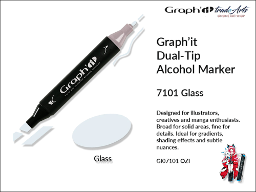 Graphit Alcohol Marker Dual-Tip Glass 7101 marker alkoholowy dwustronny Graphit Glass 7101,  Graphit Glass 7101 marker alkoholowy dwustronny, markery alkoholowe, grafika, pisaki alkoholowe, Graphit markery,