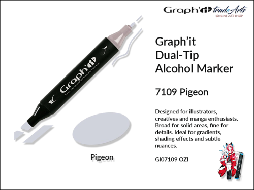 Graphit Alcohol Marker Dual-Tip Pigeon 7109 marker alkoholowy dwustronny Graphit Pigeon 7109,  Graphit Pigeon 7109 marker alkoholowy dwustronny, markery alkoholowe, grafika, pisaki alkoholowe, Graphit markery,
