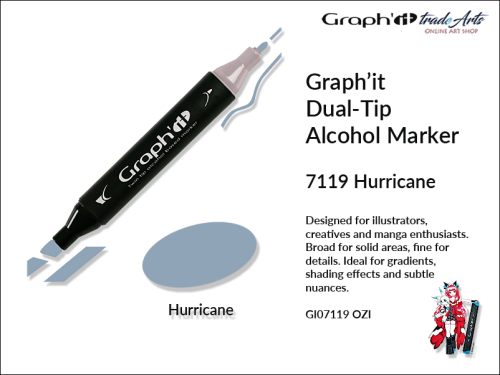 Graphit Alcohol Marker Dual-Tip Hurricane 7119 marker alkoholowy dwustronny Graphit Hurricane 7119,  Graphit Hurricane 7119 marker alkoholowy dwustronny, markery alkoholowe, grafika, pisaki alkoholowe, Graphit markery,