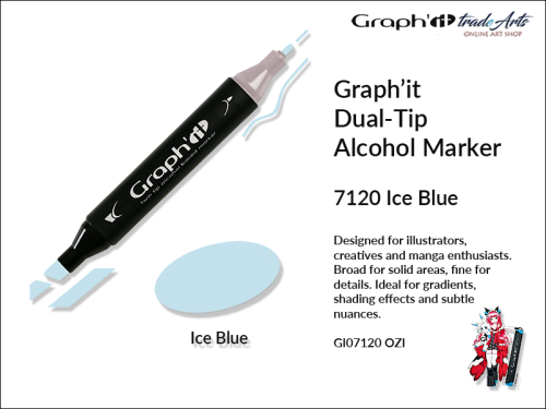 Graphit Alcohol Marker Dual-Tip Ice Blue 7120 marker alkoholowy dwustronny Graphit Ice Blue 7120,  Graphit Ice Blue 7120 marker alkoholowy dwustronny, markery alkoholowe, grafika, pisaki alkoholowe, Graphit markery,