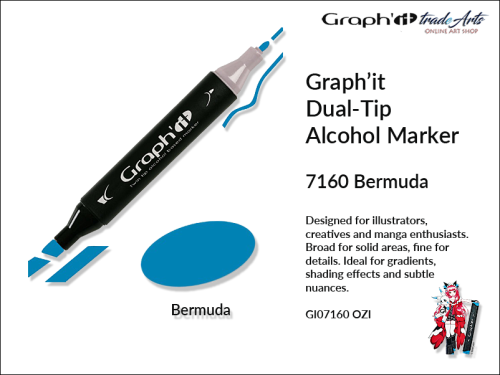Graphit Alcohol Marker Dual-Tip Bermuda 7160 marker alkoholowy dwustronny Graphit Bermuda 7160,  Graphit Bermuda 7160 marker alkoholowy dwustronny, markery alkoholowe, grafika, pisaki alkoholowe, Graphit markery,