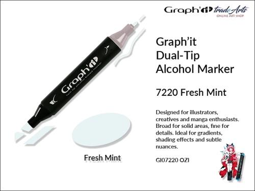Graphit Alcohol Marker Dual-Tip Fresh Mint 7220 marker alkoholowy dwustronny Graphit Fresh Mint 7220,  Graphit Fresh Mint 7220 marker alkoholowy dwustronny, markery alkoholowe, grafika, pisaki alkoholowe, Graphit markery,
