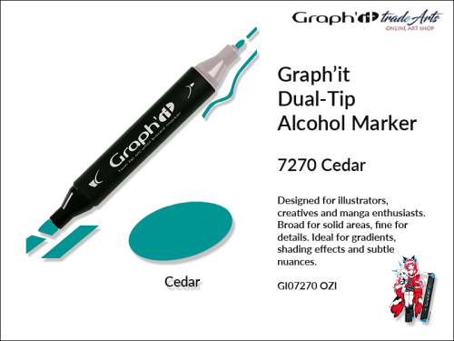 Graphit Alcohol Marker Dual-Tip Cedar 7270 marker alkoholowy dwustronny Graphit Cedar 7270,  Graphit Cedar 7270 marker alkoholowy dwustronny, markery alkoholowe, grafika, pisaki alkoholowe, Graphit markery,