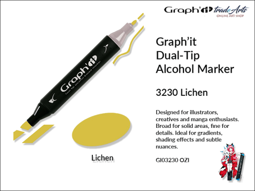 Graphit Alcohol Marker Dual-Tip Lichen 3230  marker alkoholowy dwustronny Graphit Lichen 3230,  Graphit Lichen 3230 marker alkoholowy dwustronny, markery alkoholowe, grafika, pisaki alkoholowe, Graphit markery,