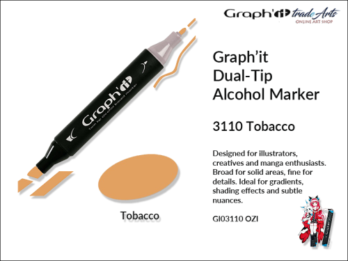 Graphit Alcohol Marker Dual-Tip Tobacco 3110  marker alkoholowy dwustronny Graphit Tobacco 3110,  Graphit Tobacco 3110 marker alkoholowy dwustronny, markery alkoholowe, grafika, pisaki alkoholowe, Graphit markery,