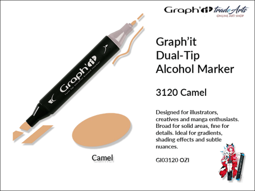Graphit Alcohol Marker Dual-Tip Camel 3120  marker alkoholowy dwustronny Graphit Camel 3120,  Graphit Camel 3120 marker alkoholowy dwustronny, markery alkoholowe, grafika, pisaki alkoholowe, Graphit markery,