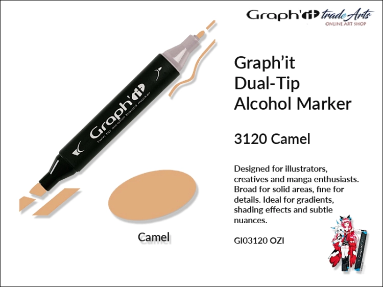 Graphit Alcohol Marker Dual-Tip Camel 3120  marker alkoholowy dwustronny Graphit Camel 3120,  Graphit Camel 3120 marker alkoholowy dwustronny, markery alkoholowe, grafika, pisaki alkoholowe, Graphit markery,
