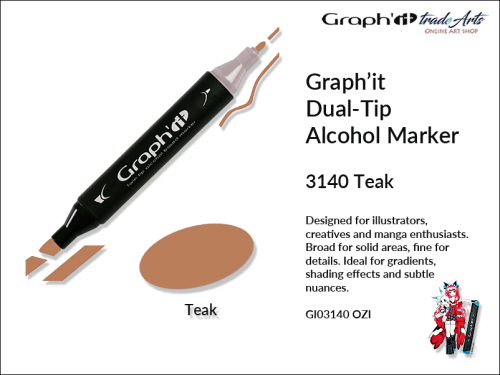 Graphit Alcohol Marker Dual-Tip Teak 3140  marker alkoholowy dwustronny Graphit Teak 3140,  Graphit Teak 3140 marker alkoholowy dwustronny, markery alkoholowe, grafika, pisaki alkoholowe, Graphit markery,