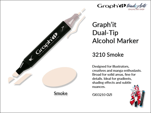 Graphit Alcohol Marker Dual-Tip Smoke 3210  marker alkoholowy dwustronny Graphit Smoke 3210,  Graphit Smoke 3210 marker alkoholowy dwustronny, markery alkoholowe, grafika, pisaki alkoholowe, Graphit markery,