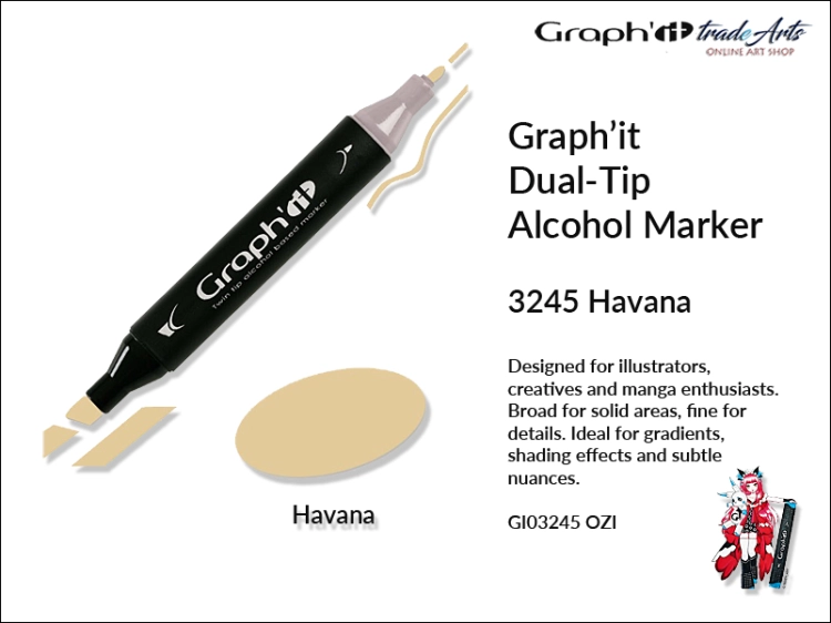 Graphit Alcohol Marker Dual-Tip Havana 3245  marker alkoholowy dwustronny Graphit Havana 3245,  Graphit Havana 3245 marker alkoholowy dwustronny, markery alkoholowe, grafika, pisaki alkoholowe, Graphit markery,
