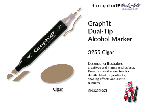 Graphit Alcohol Marker Dual-Tip Cigar 3255  marker alkoholowy dwustronny Graphit Cigar 3255,  Graphit Cigar 3255 marker alkoholowy dwustronny, markery alkoholowe, grafika, pisaki alkoholowe, Graphit markery,