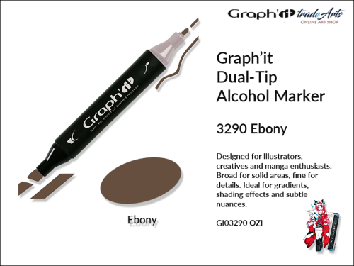 Graphit Alcohol Marker Dual-Tip Ebony 3290  marker alkoholowy dwustronny Graphit Ebony 3290,  Graphit Ebony 3290 marker alkoholowy dwustronny, markery alkoholowe, grafika, pisaki alkoholowe, Graphit markery,