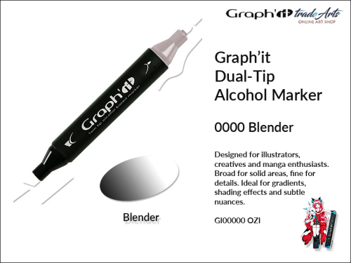 Graphit Alcohol Marker Dual-Tip Blender 0000 marker alkoholowy dwustronny Graphit Blender 0000,  Graphit Blender 0000 marker alkoholowy dwustronny, markery alkoholowe, grafika, pisaki alkoholowe, Graphit markery,