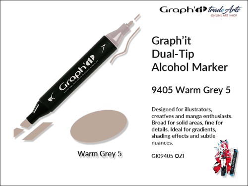 Graphit Alcohol Marker Dual-Tip Warm Grey 5 9405  marker alkoholowy dwustronny Graphit Warm Grey 5 9405,  Graphit Warm Grey 5 9405 marker alkoholowy dwustronny, markery alkoholowe, grafika, pisaki alkoholowe, Graphit markery,