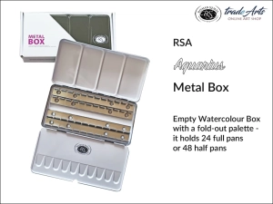 Kasetka metalowa pusta na akwarele w kostkach Aquarius RSA Metal Box: 24 pełne kostki lub 48 półkostek