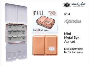 Aquarius Half Pan RSA Mini Metal Box Apricot kasetka metalowa pusta na akwarele: 12 półkostek 