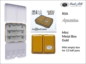 Aquarius Half Pan RSA Mini Metal Box Gold kasetka metalowa pusta na akwarele: 12 półkostek 