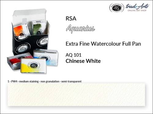 Farba akwarelowa Full Pan Aquarius Chinese White 101, kostka akwarelowa pełna Aquarius Chinese White 101, Aquarius Chinese White 101 kostka akwarelowa pełna, farba akwarelowe kostka pełna Aquarius RSA, akwarele, kostki akwarelowe,