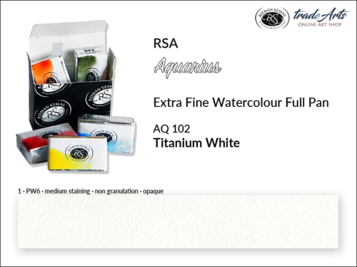 Farba akwarelowa Aquarius Titanium White 102, kostka akwarelowa pełna Aquarius Titanium White 102, Aquarius Titanium White 102 pełna kostka akwarelowa, farba akwarelowe pełna kostka Aquarius RSA, akwarele, kostki akwarelowe,