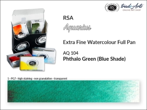 Farba akwarelowa pełna kostka Aquarius Full Pan RSA, kolor: Phthalo Green (Blue Shade) 104