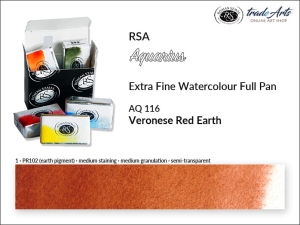 Farba akwarelowa pełna kostka Aquarius Full Pan RSA, kolor: Veronese Red Earth 116