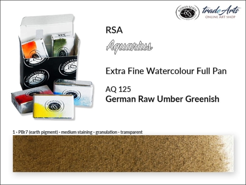 Farba akwarelowa Aquarius German Raw Umber Greenish 125, kostka akwarelowa pełna Aquarius german Raw Umber Greenish 125,  Aquarius German Raw Umber Greenish 125 kostka akwarelowa pełna, farba akwarelowa pełna kostka Aquarius RSA,