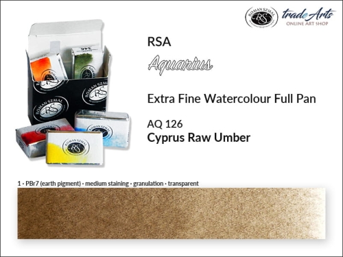 Farba akwarelowa Aquarius Cyprus Raw Umber 126, kostka akwarelowa pełna Aquarius Cyprus Raw Umber 126,  Aquarius Cyprus Raw Umber 126 kostka akwarelowa pełna, farba akwarelowa pełna kostka Aquarius RSA, akwarele, kostki akwarelowe,