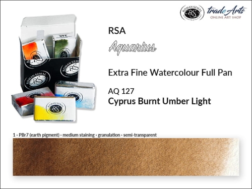 Farba akwarelowa Aquarius Cyprus Burnt Umber Light 127, kostka akwarelowa pełna Aquarius Cyprus Burnt Umber Light 127,  Aquarius Cyprus Burnt Umber Light 127 kostka akwarelowa pełna, farba akwarelowa pełna kostka Aquarius RSA,