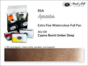 Farba akwarelowa pełna kostka Aquarius Full Pan RSA, kolor: Cyprus Burnt Umber Deep 130