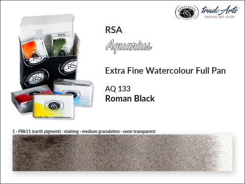 Farba akwarelowa Aquarius Roman Black 133, kostka akwarelowa pełna Aquarius Roman Black 133,  Aquarius Roman Black 133 kostka akwarelowa pełna, farba akwarelowa pełna kostka Aquarius RSA, akwarele, kostki akwarelowe,