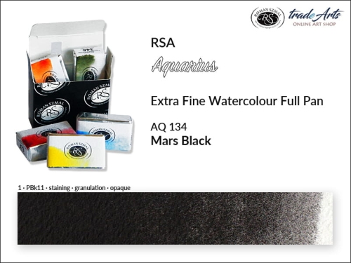 Farba akwarelowa Aquarius Mars Black 134, kostka akwarelowa pełna Aquarius Mars Black 134,  Aquarius Mars Black 134 kostka akwarelowa pełna, farba akwarelowa pełna kostka Aquarius RSA, akwarele, kostki akwarelowe,