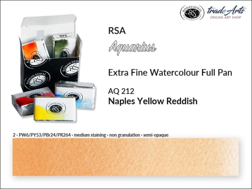 Farba akwarelowa Aquarius Naples Yellow Reddish 212, kostka akwarelowa pełna Aquarius naples Yellow Reddish 212,  Aquarius Naples Yellow Reddish 212 kostka akwarelowa pełna, farba akwarelowa pełna kostka Aquarius RSA, akwarele, kostki akwarelowe,