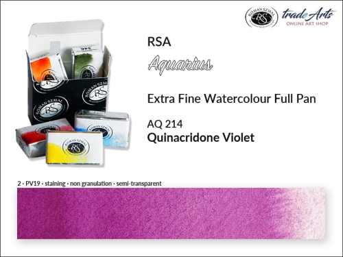 Farba akwarelowa Aquarius Quinacridone Violet 214, kostka akwarelowa pełna Aquarius Quinacridone Violet 214,  Aquarius  Quinacridone Violet 214 pełna kostka akwarelowa, farba akwarelowe pełna kostka Aquarius RSA, akwarele, kostki akwarelowe,