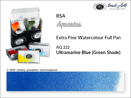 Farba akwarelowa RSA Aquarius Ultramarine Blue GS 222, kostka akwarelowa pełna RSA Aquarius Ultramarine Blue GS 222,  RSA Aquarius  Ultramarine Blue GS 222 pełna kostka akwarelowa, farba akwarelowe pełna kostka Aquarius RSA, akwarele, kostki akwarelowe,