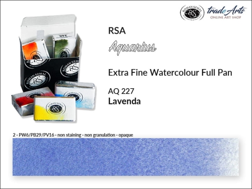 Farba akwarelowa Aquarius Lavenda 227, kostka akwarelowa pełna Aquarius lavenda 227,  Aquarius  lavenda 227 pełna kostka akwarelowa, farba akwarelowe pełna kostka Aquarius RSA, akwarele, kostki akwarelowe,