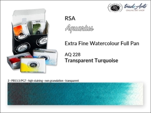 Farba akwarelowa pełna kostka Aquarius Full Pan RSA, kolor: Transparent Turquoise 228