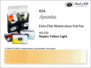 Farba akwarelowa pełna kostka Aquarius Full Pan RSA, kolor: Naples Yellow Light 232