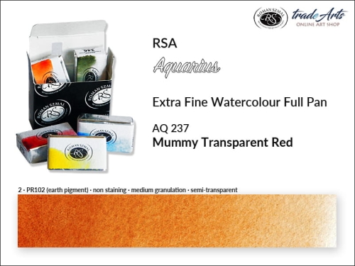 Farba akwarelowa Aquarius Mummy Transparent Red 237, kostka akwarelowa pełna Aquarius Mummy Transparent Red 237,  Aquarius Mummy Transparent Red 237 kostka akwarelowa pełna, farba akwarelowa pełna kostka Aquarius RSA, akwarele, kostki akwarelowe,