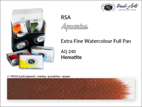 Aquarius Extra Fine Watercolour Full Pan, farba akwarelowa Aquarius Hematite 240 kostka akwarelowa pełna Aquarius Hematite 240,  akwarela Aquarius Hematite 240, akwarela pełna kostka Aquarius RSA, akwarele, kostki akwarelowe,