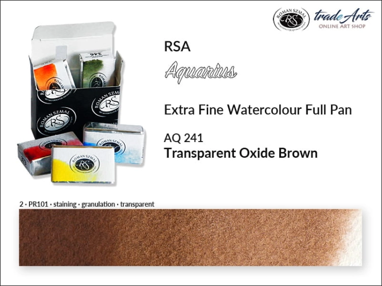 Farba akwarelowa Aquarius Transparent Oxide Brown 241, kostka akwarelowa pełna Aquarius Transparent Oxide Brown 241,  Aquarius Transparent Oxide Brown 241 kostka akwarelowa pełna, farba akwarelowa pełna kostka Aquarius RSA, akwarele, kostki akwarelowe,
