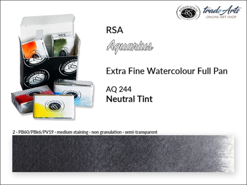 Farba akwarelowa Aquarius Neutral Tint 244, kostka akwarelowa pełna Aquarius Neutral Tint 244,  Aquarius Neutral Tint 244 kostka akwarelowa pełna, farba akwarelowa pełna kostka Aquarius RSA, akwarele, kostki akwarelowe,
