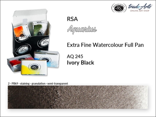Farba akwarelowa Aquarius Ivory Black 245, kostka akwarelowa pełna Aquarius Ivory Black 245,  Aquarius Ivory Black 245 kostka akwarelowa pełna, farba akwarelowa pełna kostka Aquarius RSA, akwarele, kostki akwarelowe,
