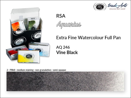 Farba akwarelowa Aquarius Vine Black 246, kostka akwarelowa pełna Aquarius Vine Black 246,  Aquarius Vine Black 246 kostka akwarelowa pełna, farba akwarelowa pełna kostka Aquarius RSA, akwarele, kostki akwarelowe,
