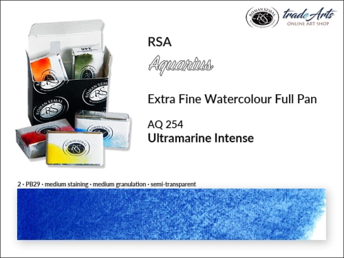 Farba akwarelowa Aquarius Ultramrine Intense 254, kostka akwarelowa pełna Aquarius Ultramarine Intense 254,  Aquarius  Ultramarine Intense 254 pełna kostka akwarelowa, farba akwarelowa pełna kostka Aquarius RSA, akwarele, kostki akwarelowe,