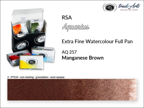 Farba akwarelowa Aquarius Manganese Brown 257, kostka akwarelowa pełna Aquarius Manganese Brown 257,  Aquarius Manganese Brown 257 kostka akwarelowa pełna, farba akwarelowa pełna kostka Aquarius RSA, akwarele, kostki akwarelowe,